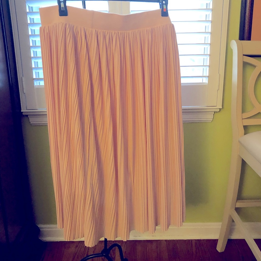 full pleated pale pink skirt